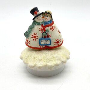 Jolly Follies Sandi Gore Evans‎ Jar Candle Topper Snowmen Lid Snuggle Up Midwest